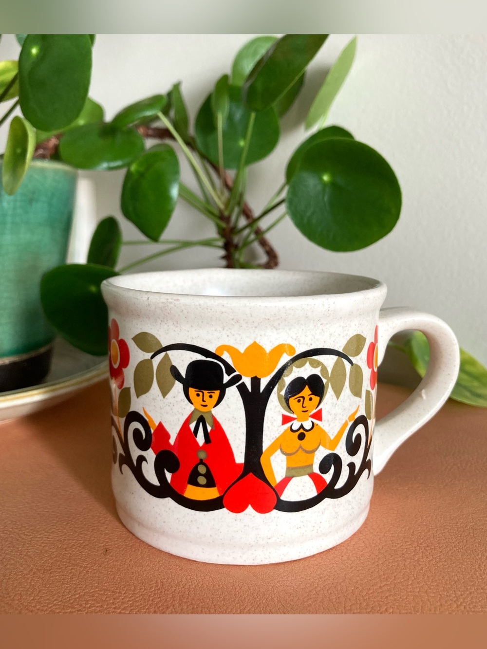 Vintage Sadler England "Folk Love" Mug 1970s Retro Folk Art Coffee Cup Kitsch
